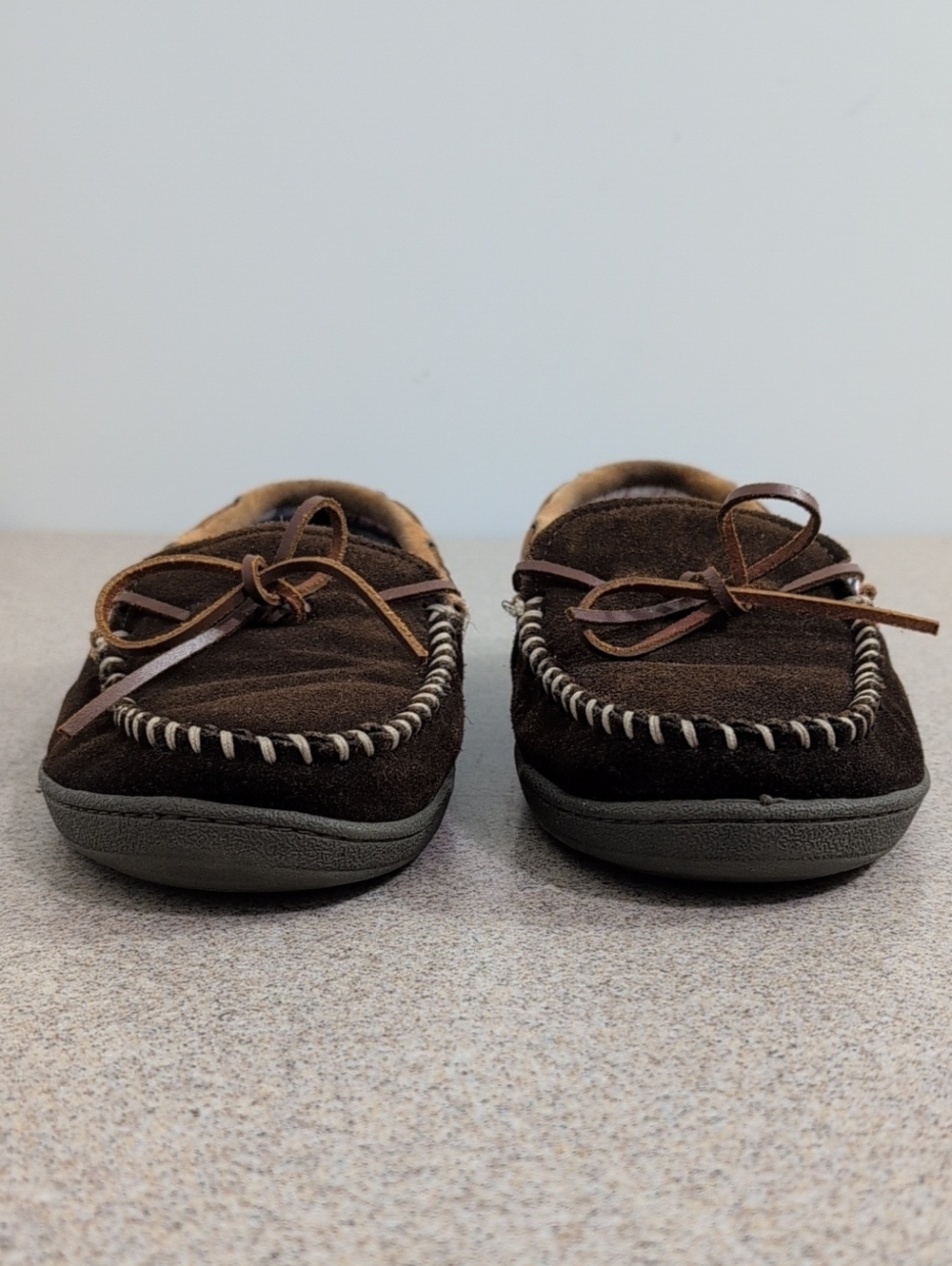 Florsheim Moccasin Slippers Shoes Brown Leather 4492385, Men's 11, Plaid Inside - Picture 3 of 10